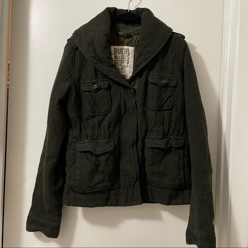 Ruehl No. 952 Dark Brown Wool Utility Jacket Size M